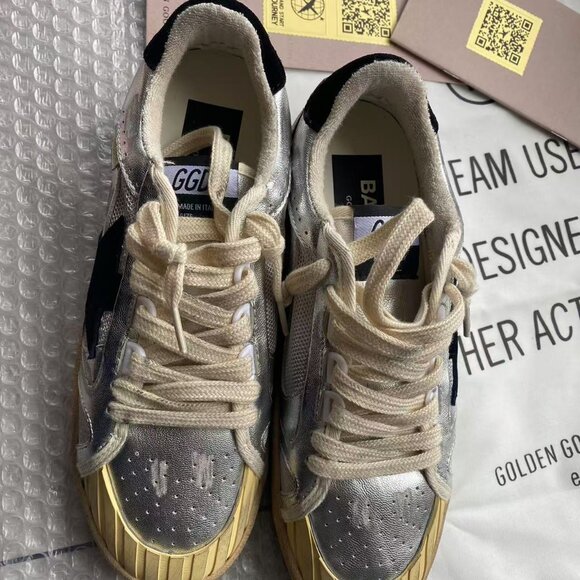 Ball Star LAB in silver leather with black suede star and heel tab - Picture 2 of 10